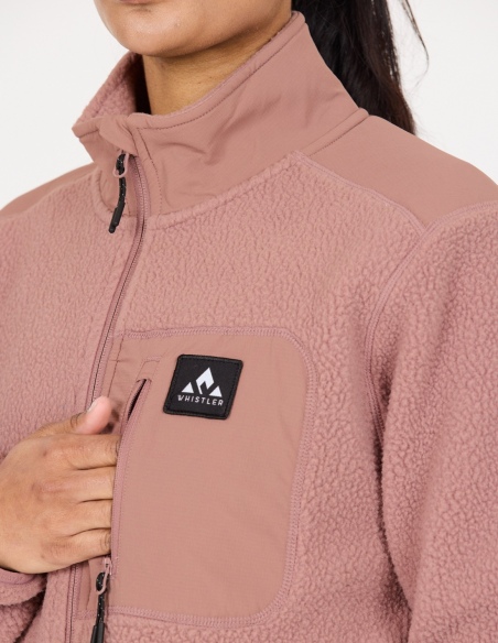 Bluza polarowa damska Whistler Felis, róż, na modelu, detal