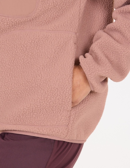 Bluza polarowa damska Whistler Felis, róż, na modelu, detal