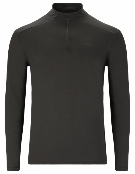 Bluza biegowa męska Endurance Armin Midlayer z zamkiem do połowy, czarny, przód