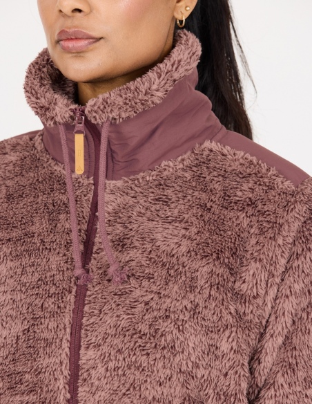 Bluza polarowa damska Whistler Mossi z polaru pile, liliowy, na modelu, detal