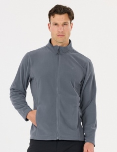 Bluza polarowa męska Whistler Romark z pełnym zamkiem YKK, szary, na modelu, przód