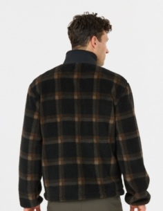 Bluza polarowa męska Whistler Carrillo z polaru teddy w kratę, czarny, przód 2