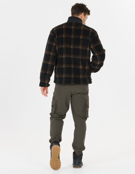 Bluza polarowa męska Whistler Carrillo z polaru teddy w kratę, czarny, tył