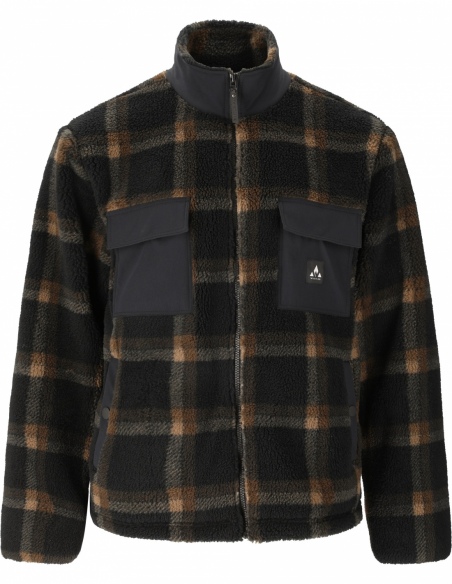 Bluza polarowa męska Whistler Carrillo z polaru teddy w kratę, czarny, przód