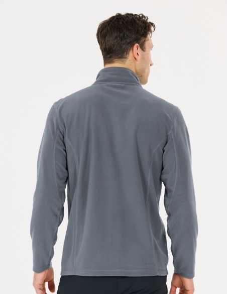Bluza polarowa męska Whistler Romark z pełnym zamkiem YKK, szary, na modelu, tył