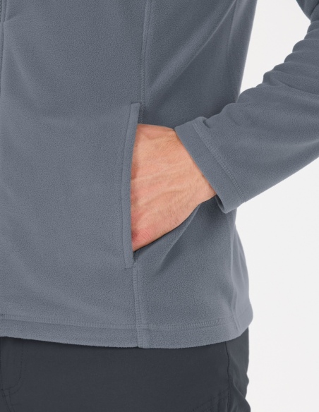 Bluza polarowa męska Whistler Romark z pełnym zamkiem YKK, szary, na modelu, detal
