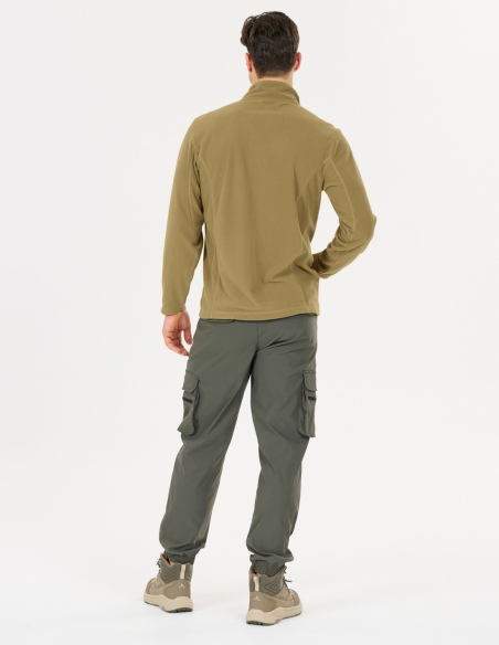 Bluza polarowa męska Whistler Romark z pełnym zamkiem YKK, zielony, na modelu, tył