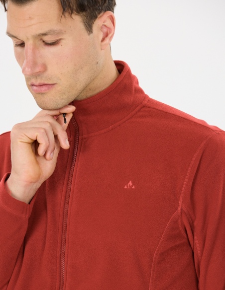 Bluza polarowa męska Whistler Romark z pełnym zamkiem YKK, brązowy, detal