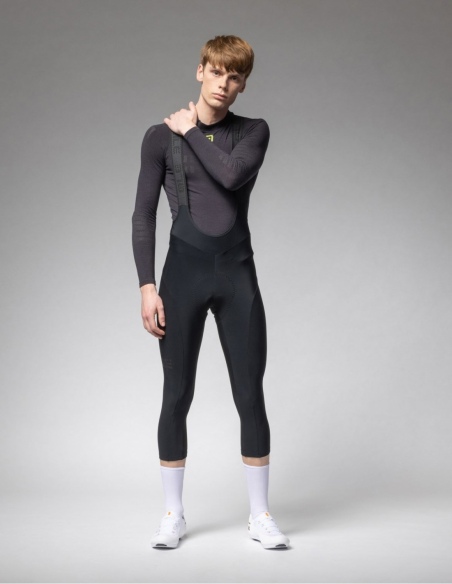 Spodnie rowerowe męskie 3/4 Alé Cycling Solid Winter 2.0, czarny, na modelu, przód