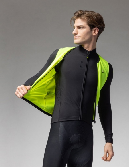 Kamizelka rowerowa męska Alé Cycling PR-E Thermo 2.0, żółty, na modelu, przód