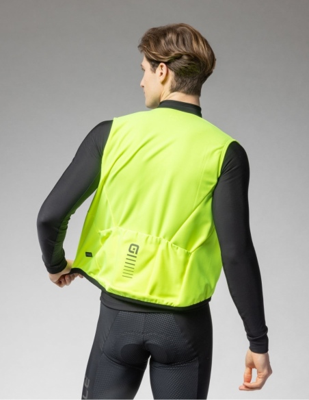 Kamizelka rowerowa męska Alé Cycling PR-E Thermo 2.0, żółty, na modelu, tył