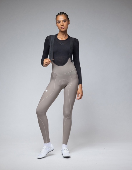 Spodnie rowerowe damskie Alé Cycling Solid Winter 2.0, szary, na modelu, przód