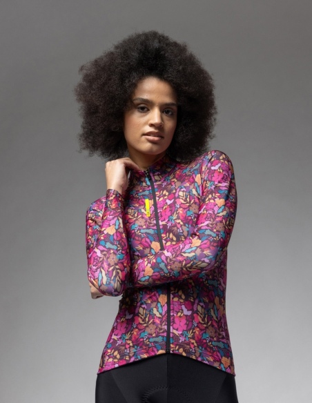 Bluza rowerowa damska Alé Cycling Solid Flowery, różowy, na modelu, przód