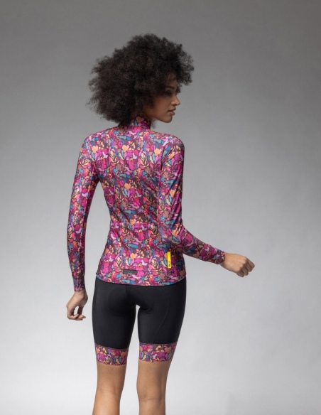 Bluza rowerowa damska Alé Cycling Solid Flowery, różowy, na modelu, tył