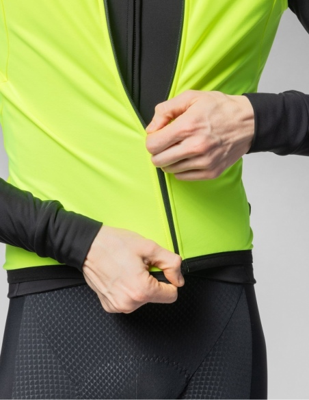 Kamizelka rowerowa męska Alé Cycling PR-E Thermo 2.0, żółty, na modelu, przód