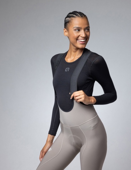 Spodnie rowerowe damskie Alé Cycling Solid Winter 2.0, szary, na modelu, przód