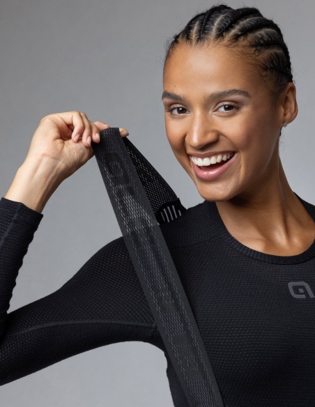 Spodnie rowerowe damskie Alé Cycling Solid Winter 2.0, szary, na modelu, przód