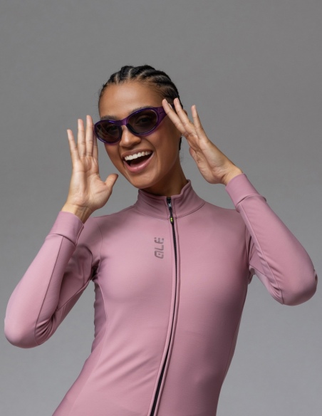 Bluza rowerowa damska Alé Cycling Solid Fondo 3.0, róż, na modelu, przód