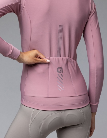 Bluza rowerowa damska Alé Cycling Solid Fondo 3.0, róż, na modelu, przód