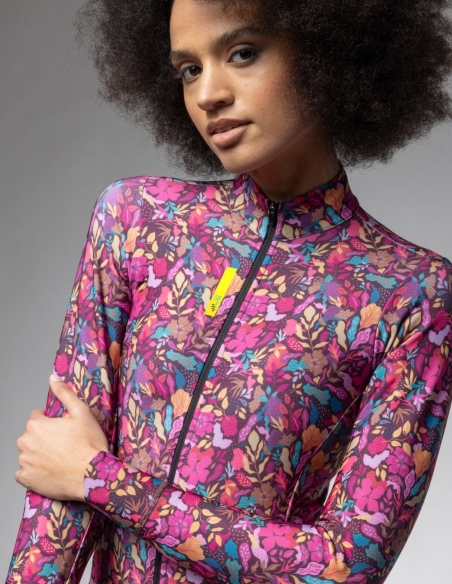 Bluza rowerowa damska Alé Cycling Solid Flowery, różowy, na modelu, przód