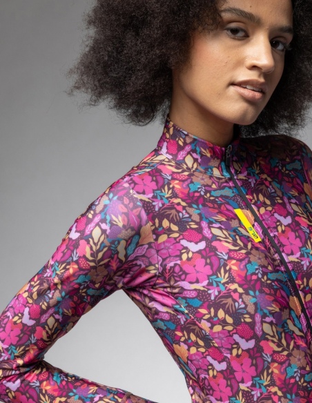 Bluza rowerowa damska Alé Cycling Solid Flowery, różowy, na modelu, przód