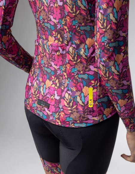 Bluza rowerowa damska Alé Cycling Solid Flowery, różowy, na modelu, przód