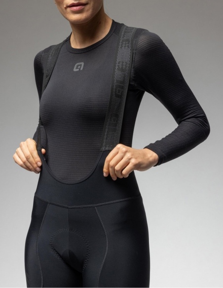 Spodnie rowerowe damskie 3/4 Alé Cycling Pragma Winter, czarny, na modelu, przód