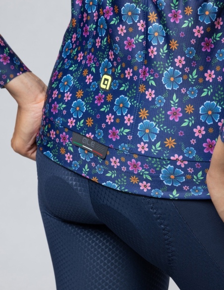Bluza rowerowa damska Alé Cycling Solid Flowery, niebieski, na modelu, przód