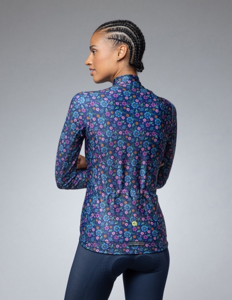 Bluza rowerowa damska Alé Cycling Solid Flowery, niebieski, na modelu, tył