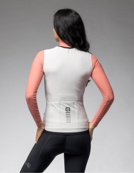 Kamizelka rowerowa damska Alé Cycling PR-E Thermo 2.0, beżowy, na modelu, tył
