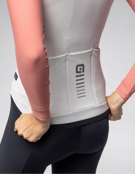 Kamizelka rowerowa damska Alé Cycling PR-E Thermo 2.0, beżowy, na modelu, przód