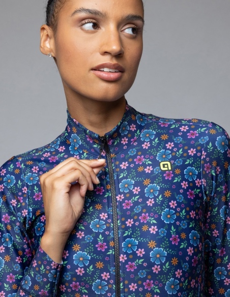 Bluza rowerowa damska Alé Cycling Solid Flowery, niebieski, na modelu, przód