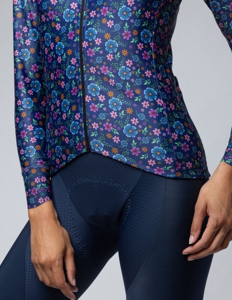 Bluza rowerowa damska Alé Cycling Solid Flowery, niebieski, na modelu, przód