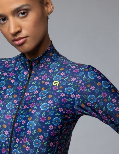 Bluza rowerowa damska Alé Cycling Solid Flowery, niebieski, na modelu, przód