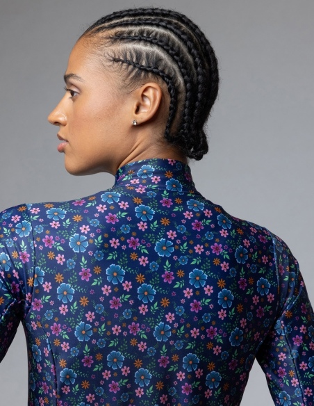Bluza rowerowa damska Alé Cycling Solid Flowery, niebieski, na modelu, przód
