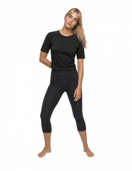Legginsy termoaktywne 3/4 merino damskie Schöffel Luterra, czarny, detal