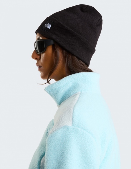 Czapka zimowa unisex The North Face Dock Worker Recycled, czarny, na modelu, przód