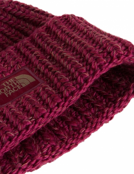 Czapka zimowa The North Face Cozy Chunky Cabin Beanie, czerwony, detal