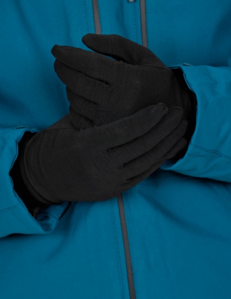 Rękawiczki z wełny merino unisex Whistler Dane, czarny, na modelu, detal