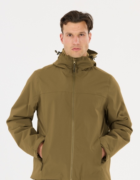 Kurtka 3 w 1 przeciwdeszczowa męska Whistler Clive, oliwkowy, na modelu, przód