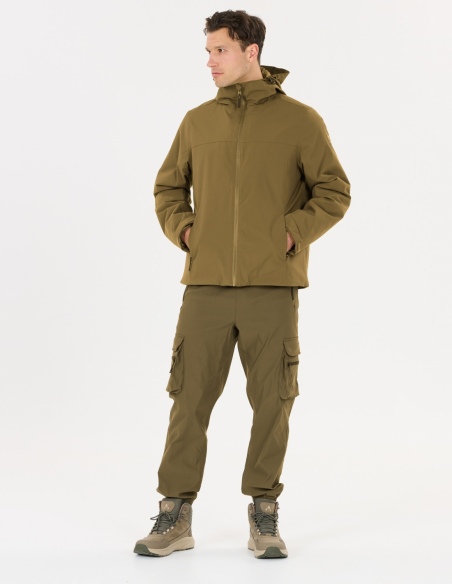 Kurtka 3 w 1 przeciwdeszczowa męska Whistler Clive, oliwkowy, na modelu, przód