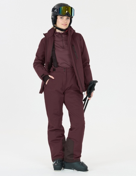 Spodnie narciarskie damskie Whistler Yarra W-PRO 15000, bordowy, na modelu, przód