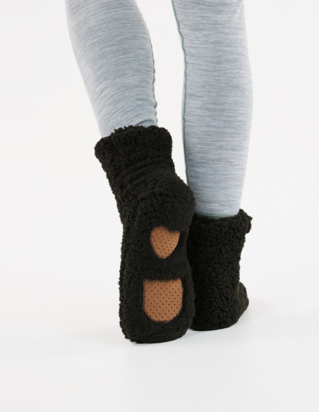 Skarpety domowe teddy unisex Whistler Callana z antypoślizgiem, czarny, detal